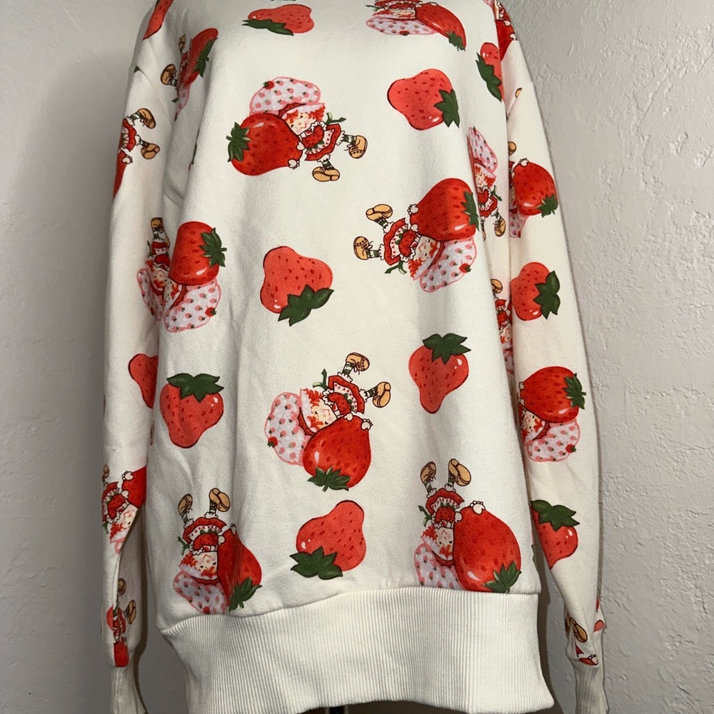 Strawberry Shortcake Ivory Retro Pullover Sweatshirt S/M - Picture 3 of 9
